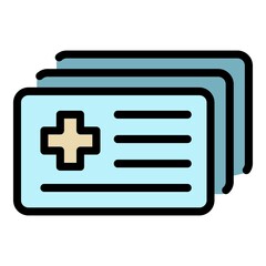 Sticker - Medical id card icon. Outline medical id card vector icon color flat isolated