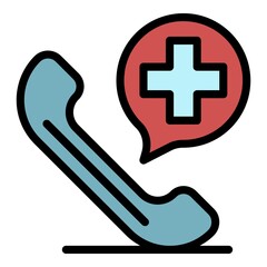Poster - Medical emergency call icon. Outline medical emergency call vector icon color flat isolated