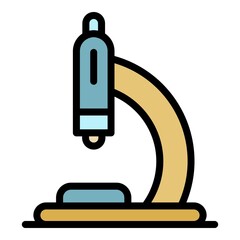 Poster - microscope icon. outline microscope vector icon color flat isolated