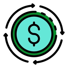Poster - Offshore money transfer icon. Outline offshore money transfer vector icon color flat isolated