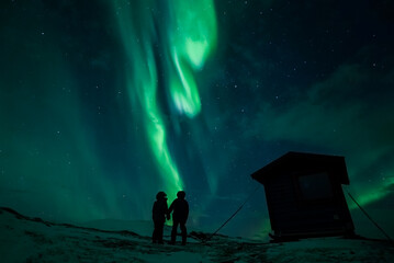 aurora borealis northern lights polar lights lapland night landscape