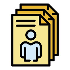 Poster - work cv papers icon. outline work cv papers vector icon color flat isolated