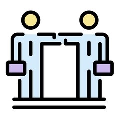 Poster - businessman cooperation icon. outline businessman cooperation vector icon color flat isolated