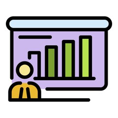 Poster - Business banner presentation icon. Outline business banner presentation vector icon color flat isolated