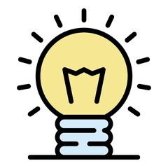 Poster - Light bulb idea icon. Outline light bulb idea vector icon color flat isolated