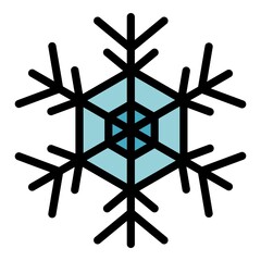 Poster - Snowflake icon. Outline snowflake vector icon color flat isolated