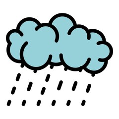 Poster - Rainy cloud icon. Outline rainy cloud vector icon color flat isolated