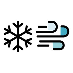 Poster - Climate wind snowflake icon. Outline climate wind snowflake vector icon color flat isolated