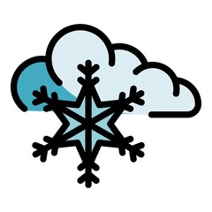 Wall Mural - Snowflake cloud icon. Outline snowflake cloud vector icon color flat isolated