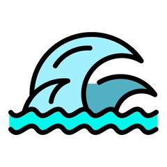 Poster - Aqua tsunami icon. Outline aqua tsunami vector icon color flat isolated