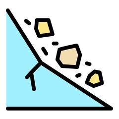 Poster - Rockfall icon. Outline rockfall vector icon color flat isolated