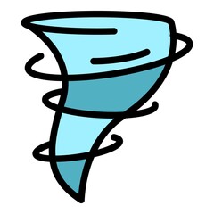 Poster - Funnel tornado icon. Outline funnel tornado vector icon color flat isolated
