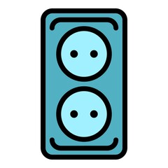 Poster - European socket icon. Outline european socket vector icon color flat isolated
