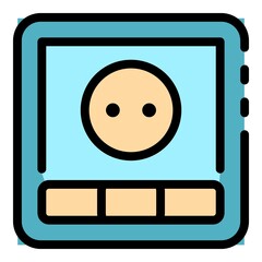 Poster - Button power socket icon. Outline button power socket vector icon color flat isolated