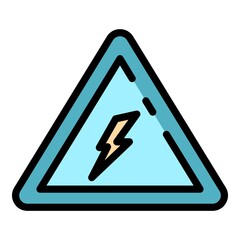 Poster - electric attention triangle icon. outline electric attention triangle vector icon color flat isolate