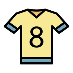 Sticker - Soccer shirt icon. Outline soccer shirt vector icon color flat isolated