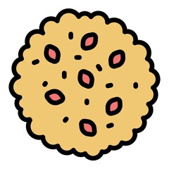 Wall Mural - Round cracker icon. Outline round cracker vector icon color flat isolated