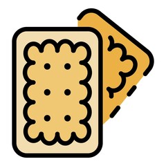 Poster - Food biscuit icon. Outline food biscuit vector icon color flat isolated