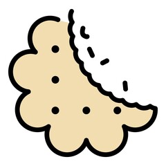 Poster - Eaten cookie icon. Outline eaten cookie vector icon color flat isolated