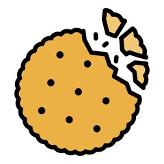 Poster - Cracked biscuit icon. Outline cracked biscuit vector icon color flat isolated