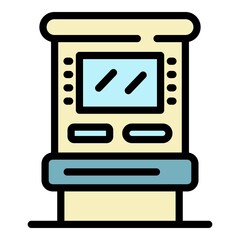 Poster - Atm machine icon. Outline atm machine vector icon color flat isolated