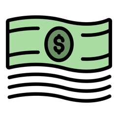Poster - Cash money icon. Outline cash money vector icon color flat isolated