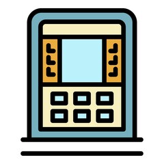 Poster - Atm cash icon. Outline atm cash vector icon color flat isolated