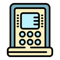 Poster - Old atm machine icon. Outline old atm machine vector icon color flat isolated