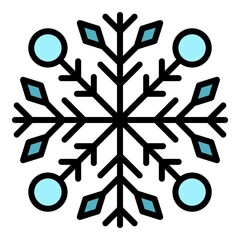 Wall Mural - New year snowflake icon. Outline new year snowflake vector icon color flat isolated