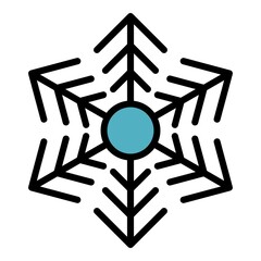 Poster - Flower snowflake icon. Outline flower snowflake vector icon color flat isolated