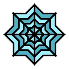 Poster - Cold snowflake icon. Outline cold snowflake vector icon color flat isolated