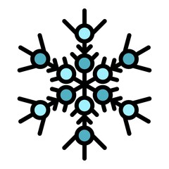 Poster - Symbol snowflake icon. Outline symbol snowflake vector icon color flat isolated