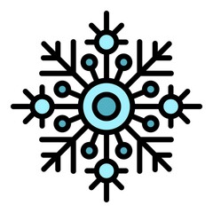 Poster - Weather snowflake icon. Outline weather snowflake vector icon color flat isolated