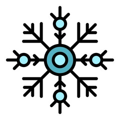Poster - Celebration snowflake icon. Outline celebration snowflake vector icon color flat isolated