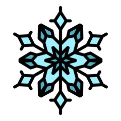 Poster - Beautiful snowflake icon. Outline beautiful snowflake vector icon color flat isolated