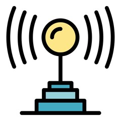 Poster - Power radio location icon. Outline power radio location vector icon color flat isolated
