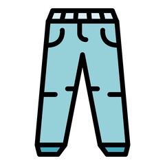 Poster - Men jeans icon. Outline men jeans vector icon color flat isolated