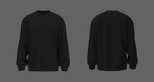 Blank Sweatshirt Mock Up In Front And Back Views, 3d Rendering, 3d Illustration