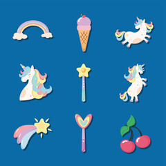 Canvas Print - nine cute unicorns icons