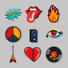 Nine Rock And Roll Stickers