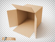 © He2 - Vector realistic illustration of a brown cardboard box on a transparent background.