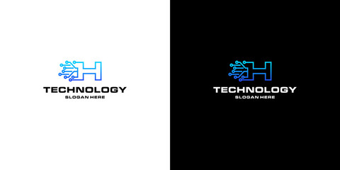 Wall Mural - Letter h technology NFTs logo design