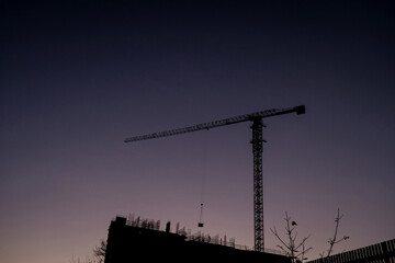 construction site on sunset