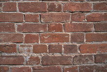 Old Brick Wall, Old Texture Of Red Stone Blocks Closeup