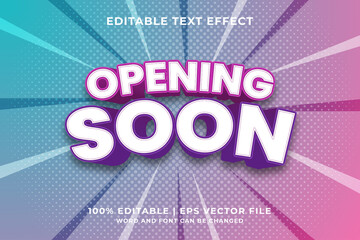 Poster - Editable text effect - Opening Soon 3d template style premium vector