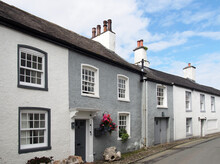 Street Of Old Picturesque Houses In The Village Of Cartmel In Cumbria