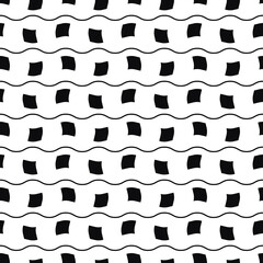 Poster - Horizontally lined black cubes, float a little, as if on waves. Vector seamless texture in black color.