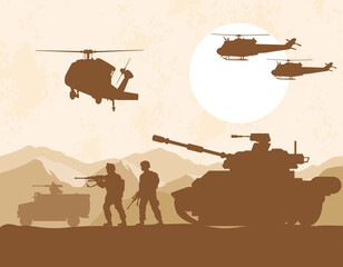 Wall Mural - soldiers and war vehicles