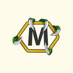 letter m inside claw vector