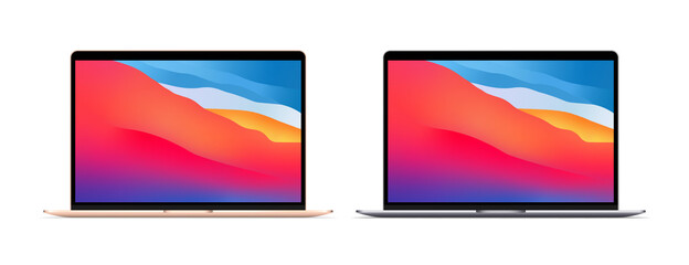 Poster - New Laptop realistic computer in mockup style. Laptop isolated. Vector. Mockups 3D open laptops. Great collection 3D realistic notebooks for online presentations.